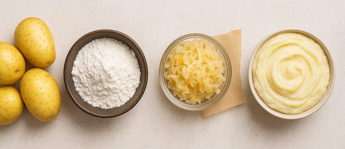 Bramborová mouka, fermentované brambory, bramborová kaše